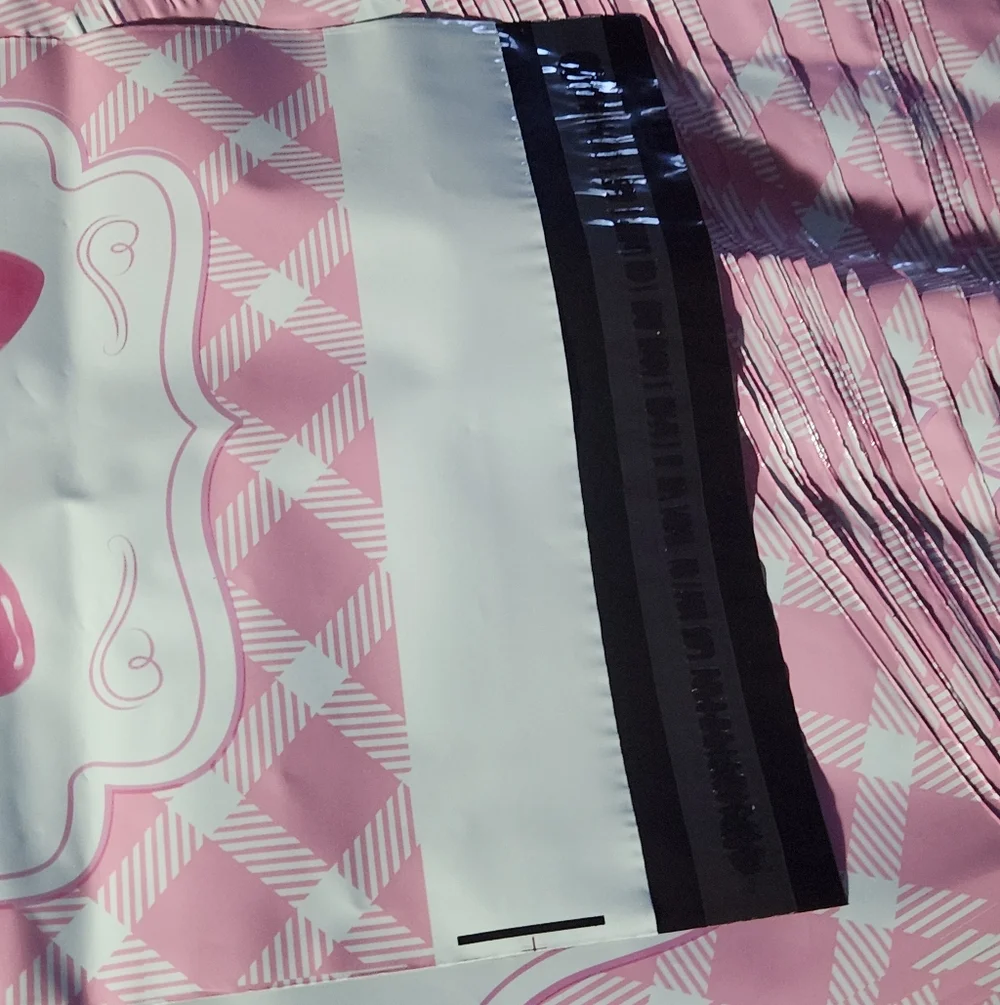 30 10 x 12 Inch Pink Ribbon Poly Mailers